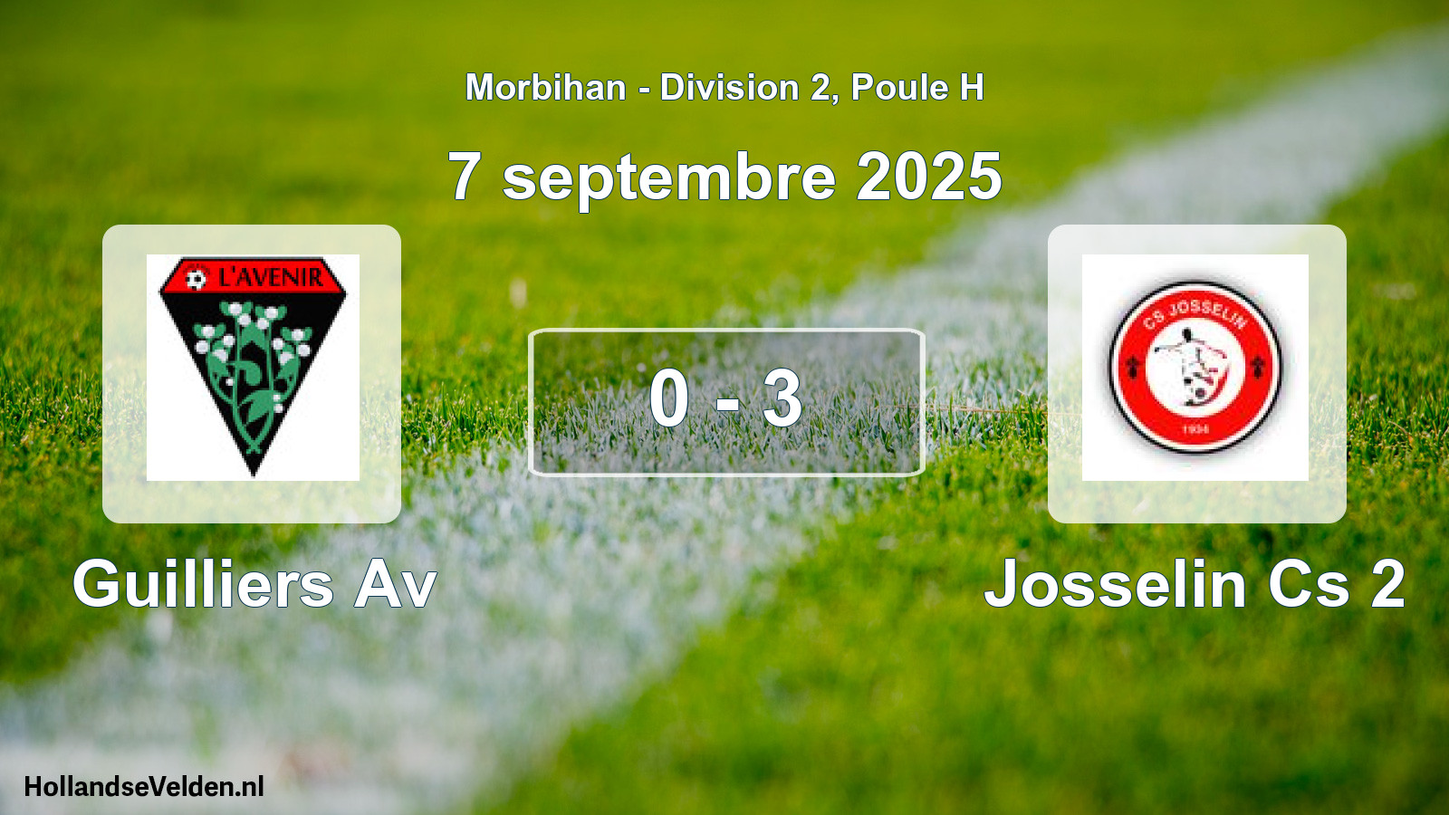 Gespeelde wedstrijd: Guilliers Av - Josselin Cs 2 0 - 3 (7 september 2025)