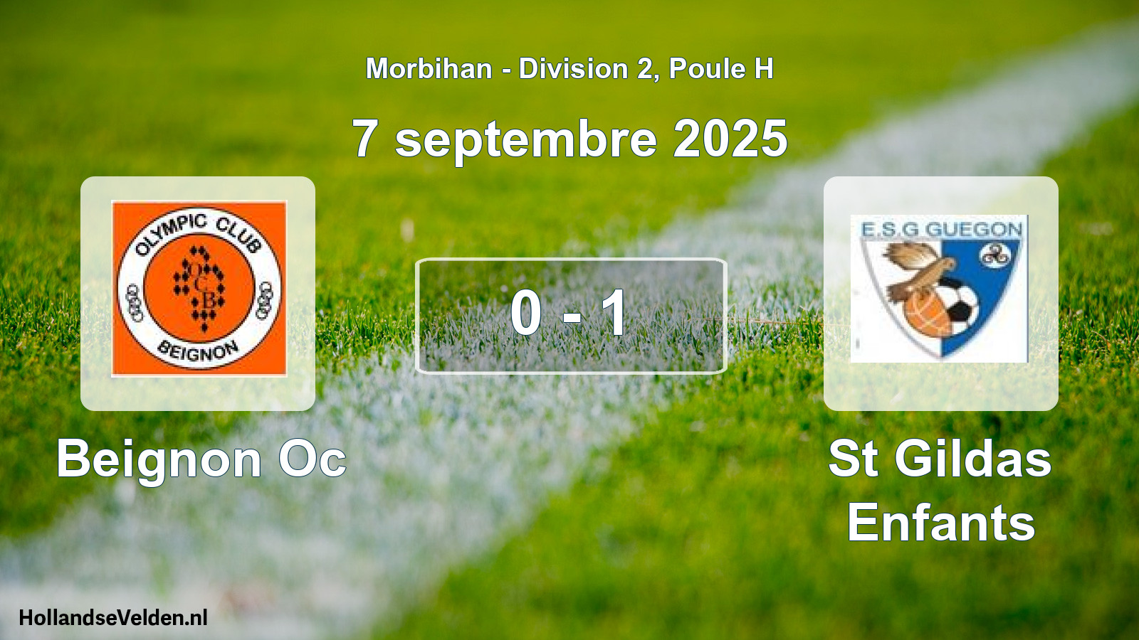 Total number of matches played: Beignon Oc - St Gildas Enfants 0 - 1 (7 September 2025)