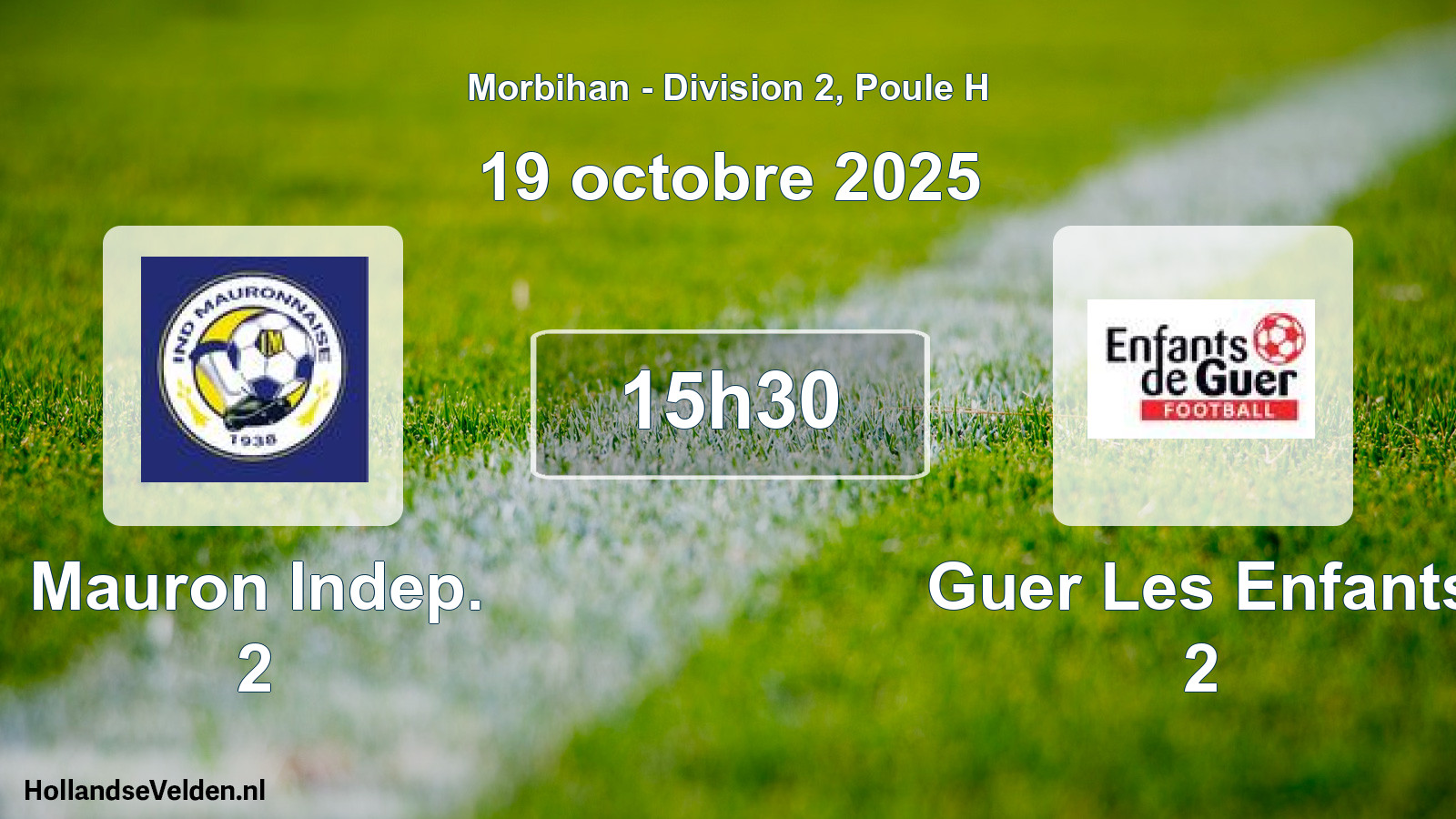 Geplande wedstrijd: Mauron Indep. 2 - Guer Les Enfants 2 (19 oktober 2025)