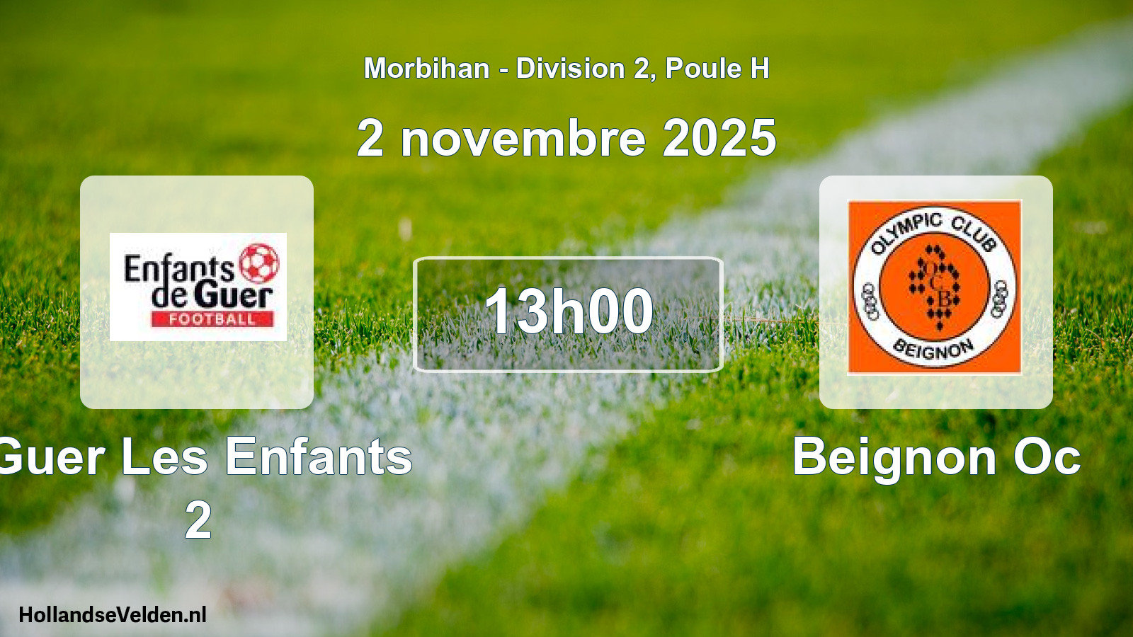 Scheduled Match: Guer Les Enfants 2 - Beignon Oc (2 November 2025)
