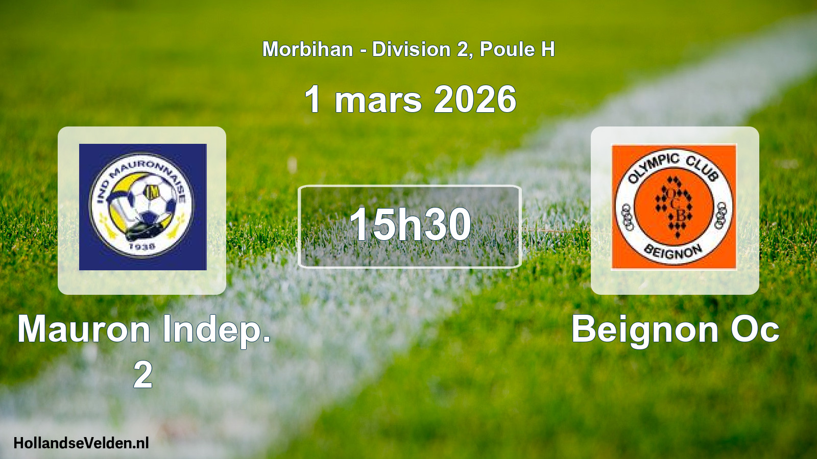 Geplande wedstrijd: Mauron Indep. 2 - Beignon Oc (1 maart 2026)
