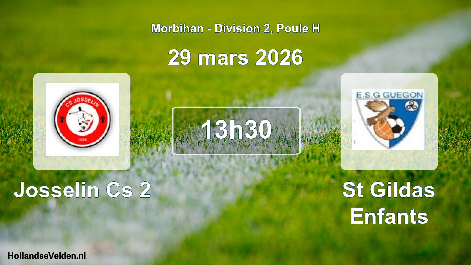 Geplande wedstrijd: Josselin Cs 2 - St Gildas Enfants (29 maart 2026)
