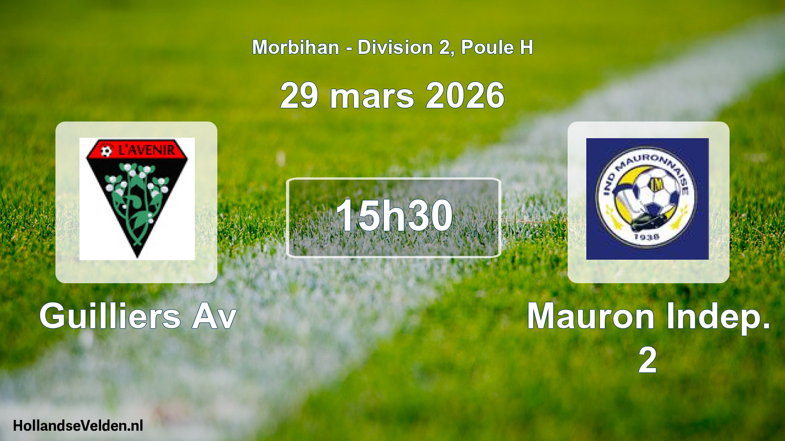 Geplande wedstrijd: Guilliers Av - Mauron Indep. 2 (29 mars 2026)