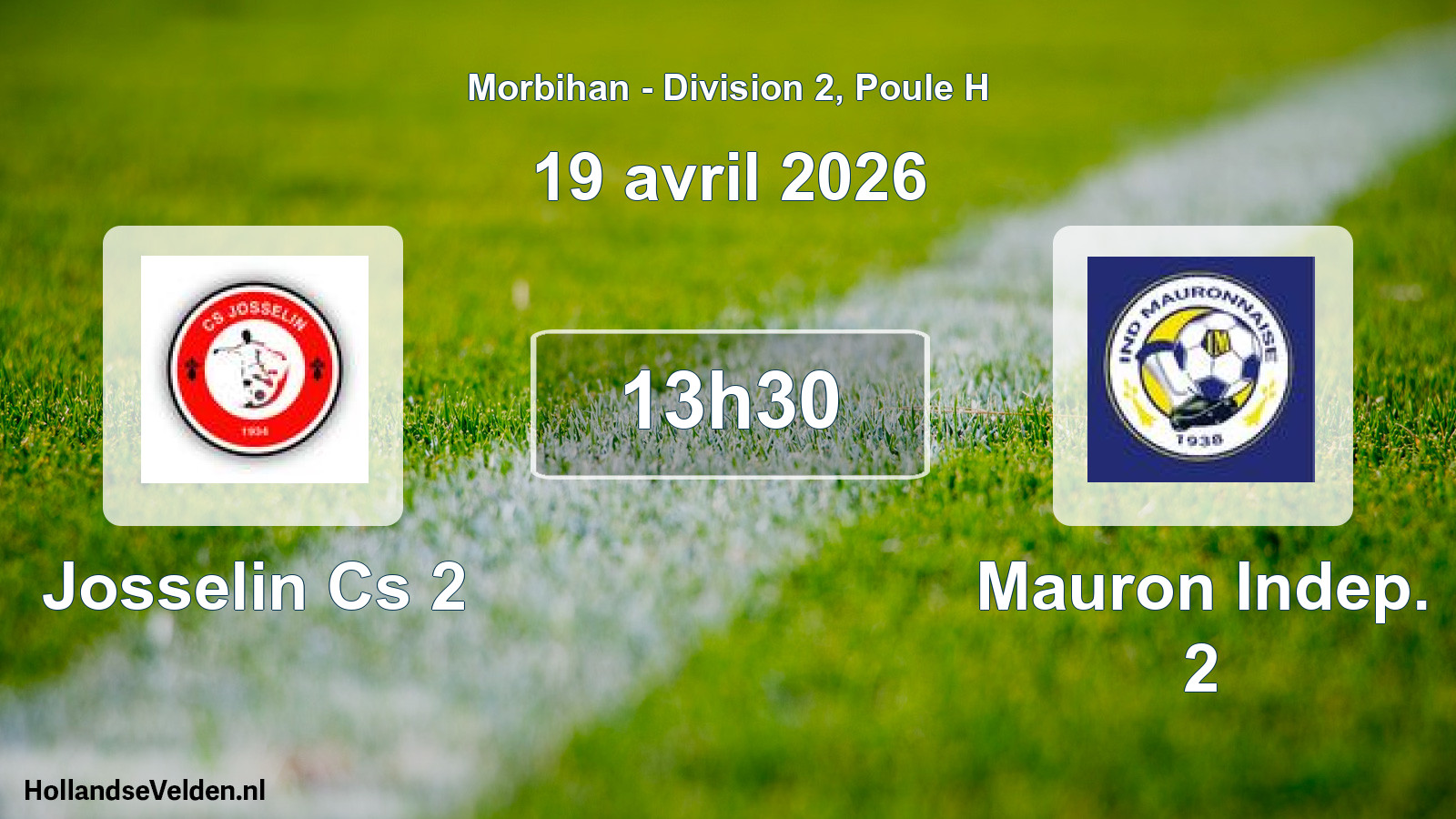 Geplande wedstrijd: Josselin Cs 2 - Mauron Indep. 2 (19 avril 2026)