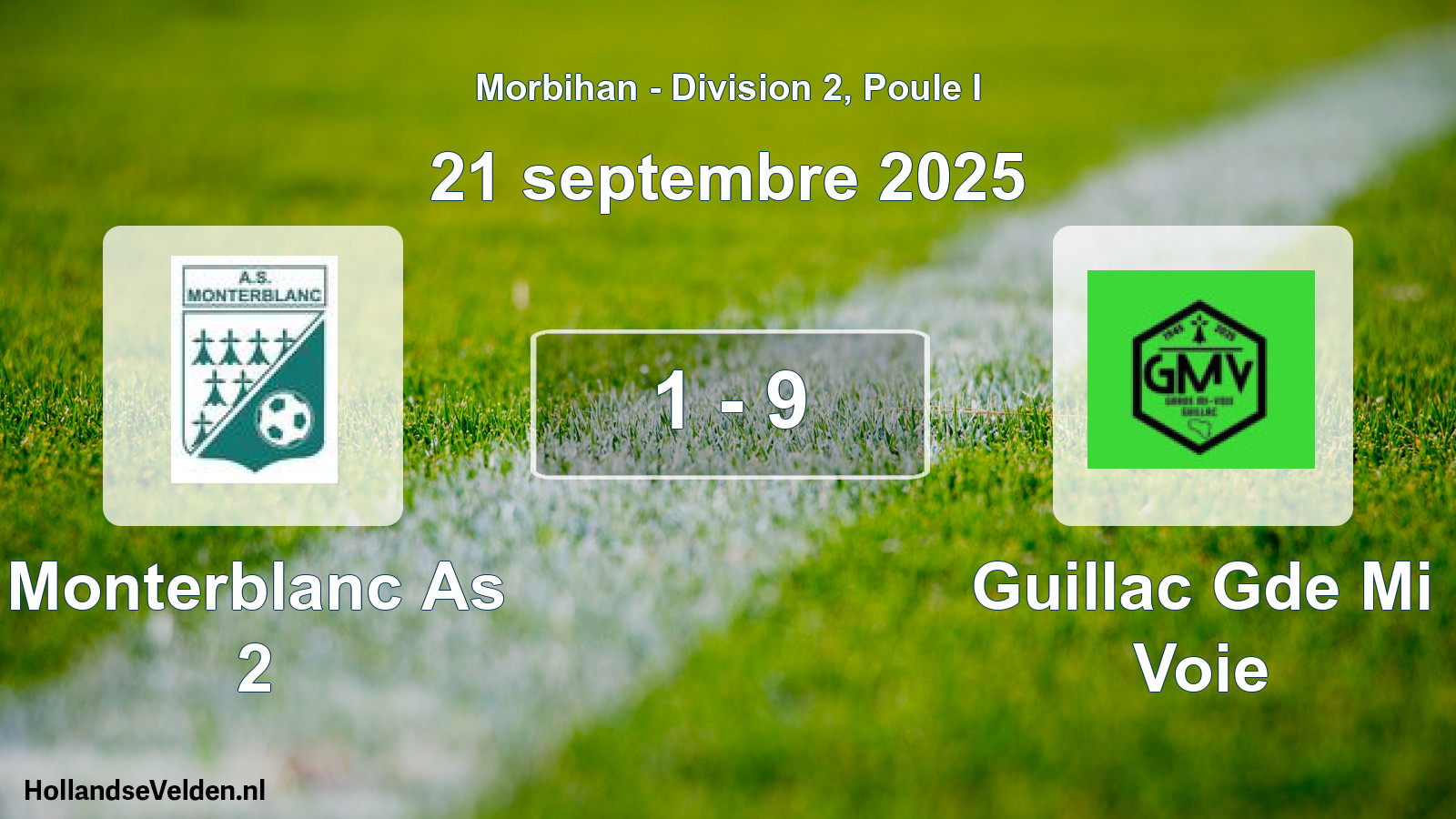 Gespeelde wedstrijd: Monterblanc As 2 - Guillac Gde Mi Voie 1 - 9 (21 septembre 2025)