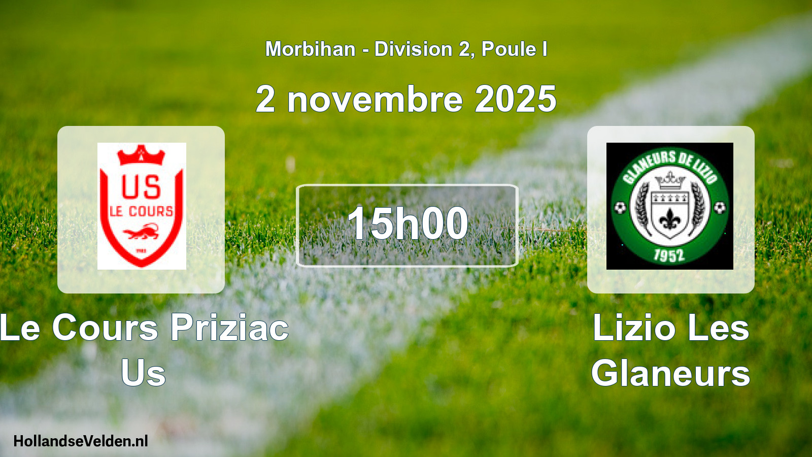 Geplande wedstrijd: Le Cours Priziac Us - Lizio Les Glaneurs (2 november 2025)