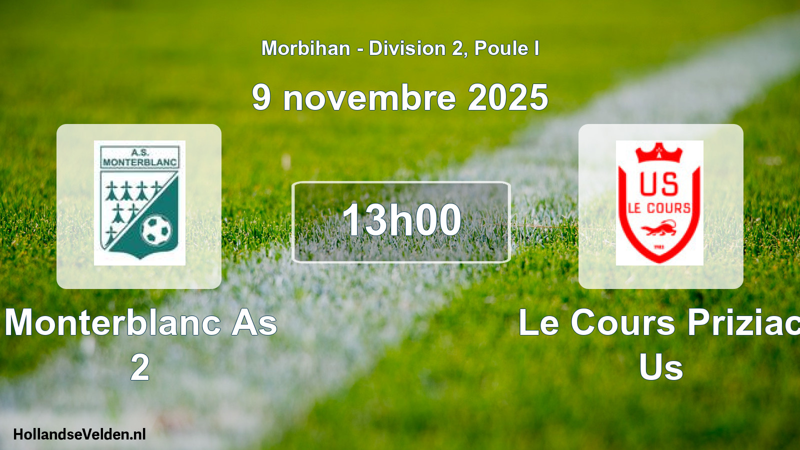 Geplande wedstrijd: Monterblanc As 2 - Le Cours Priziac Us (9 novembre 2025)