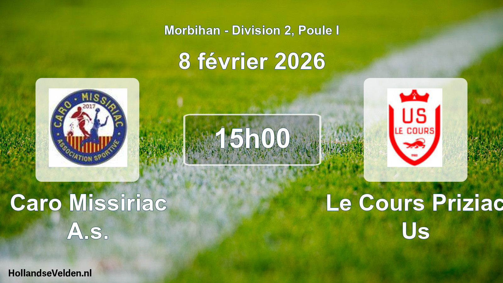 Geplande wedstrijd: Caro Missiriac A.s. - Le Cours Priziac Us (8 février 2026)