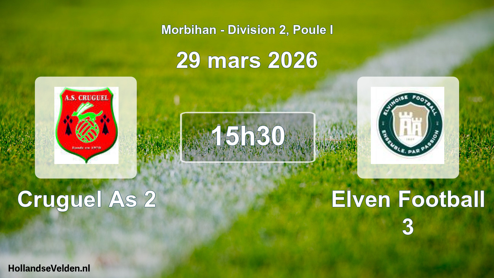 Geplande wedstrijd: Cruguel As 2 - Elven Football 3 (29 mars 2026)