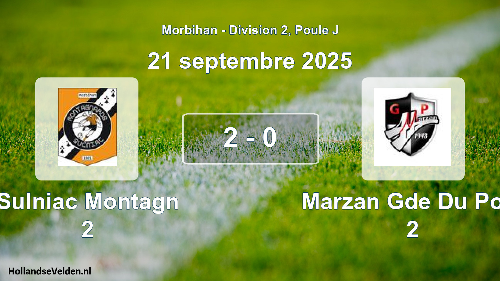 Gespeelde wedstrijd: Sulniac Montagn 2 - Marzan Gde Du Pont 2 2 - 0 (21 september 2025)