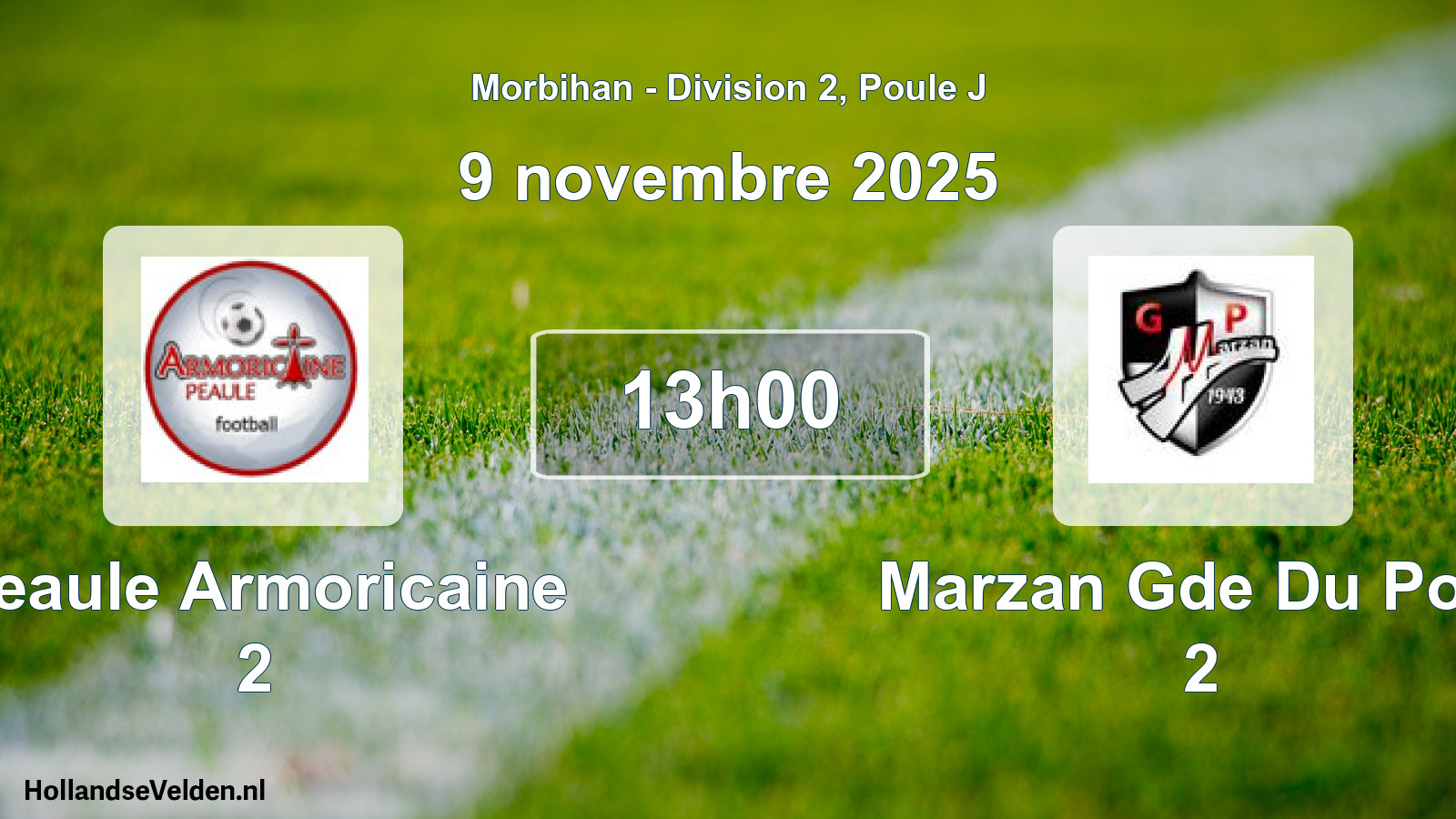 Geplande wedstrijd: Peaule Armoricaine 2 - Marzan Gde Du Pont 2 (9 novembre 2025)