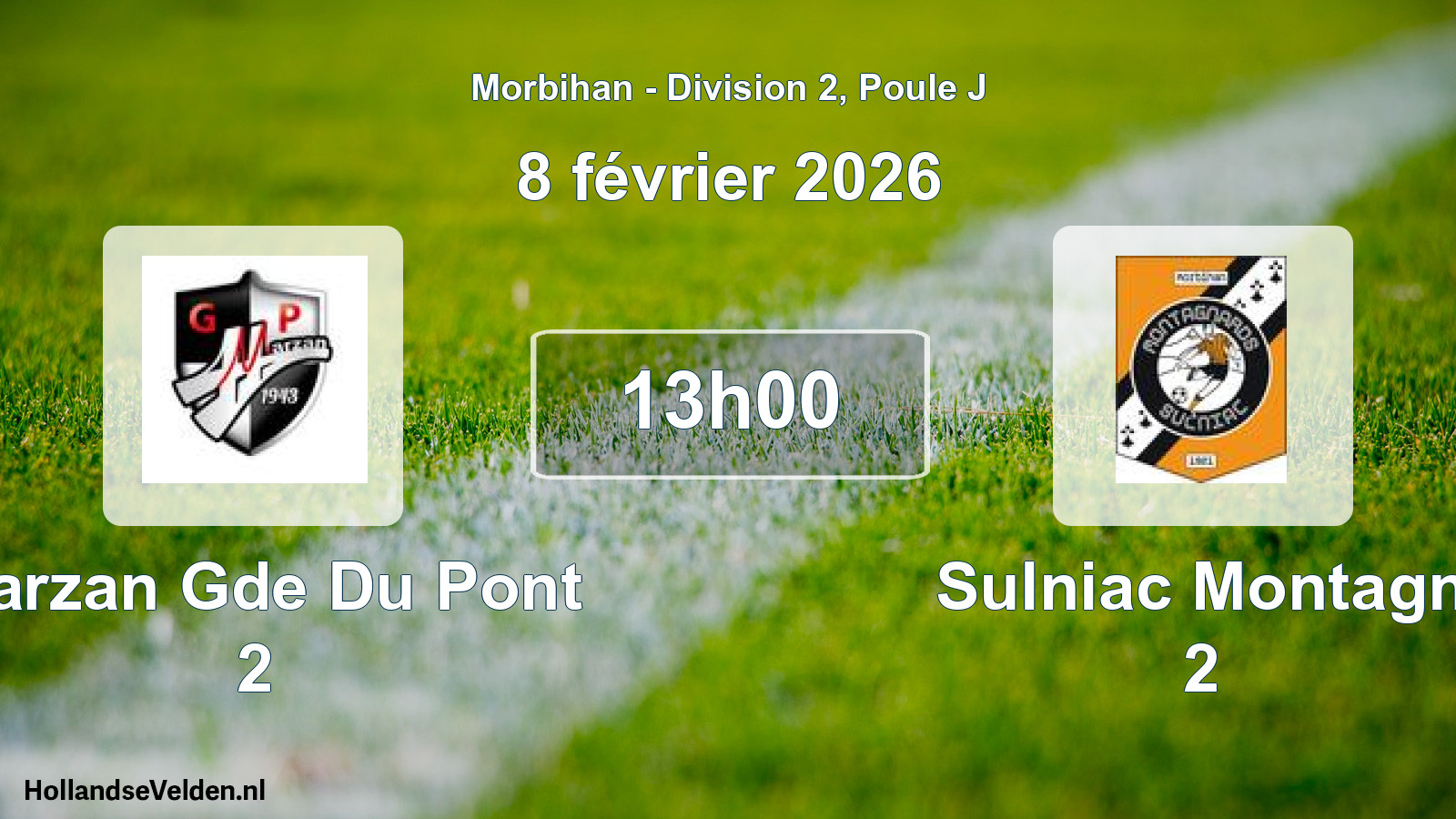 Geplande wedstrijd: Marzan Gde Du Pont 2 - Sulniac Montagn 2 (8 februari 2026)