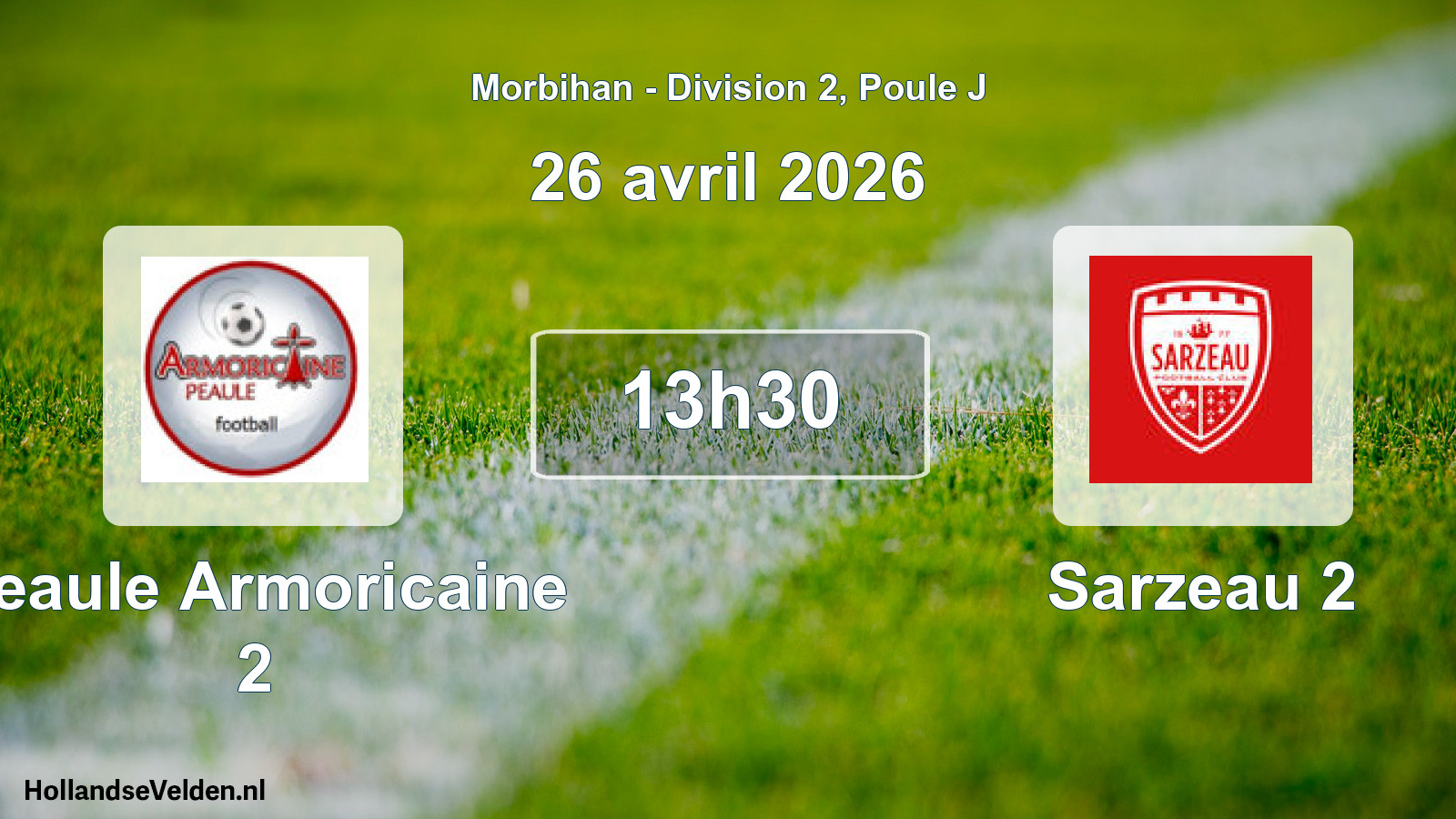 Geplande wedstrijd: Peaule Armoricaine 2 - Sarzeau 2 (26 avril 2026)