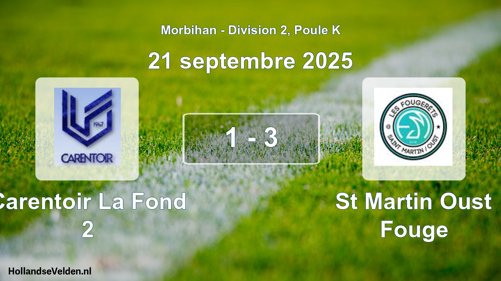 Gespeelde wedstrijd: Carentoir La Fond 2 - St Martin Oust Fouge 1 - 3 (21 septembre 2025)