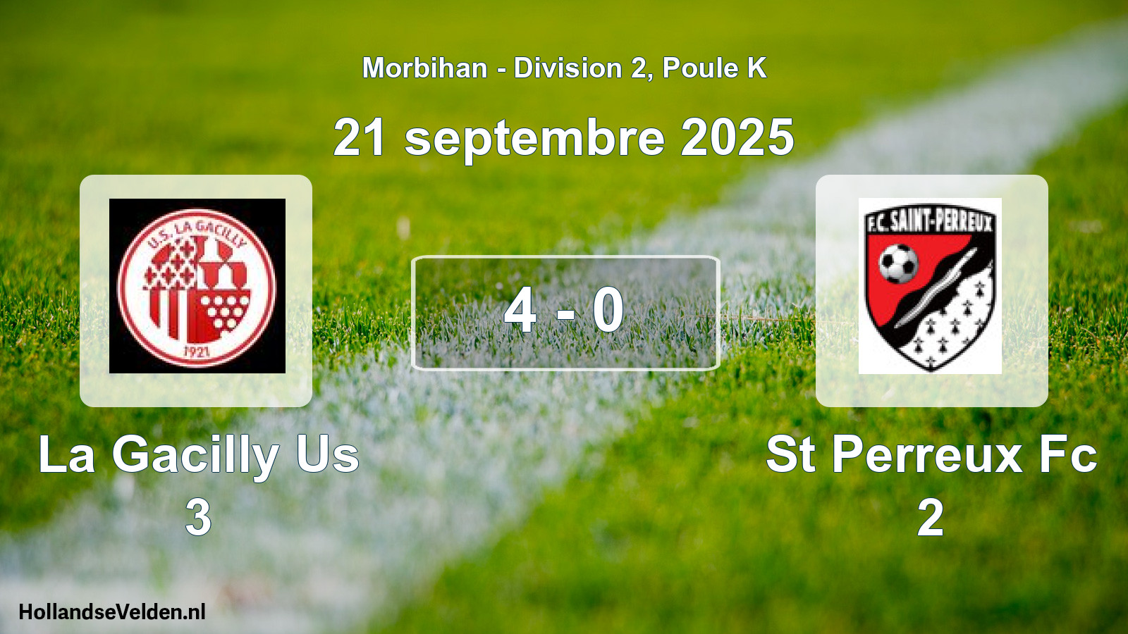 Gespeelde wedstrijd: La Gacilly Us 3 - St Perreux Fc 2 4 - 0 (21 september 2025)