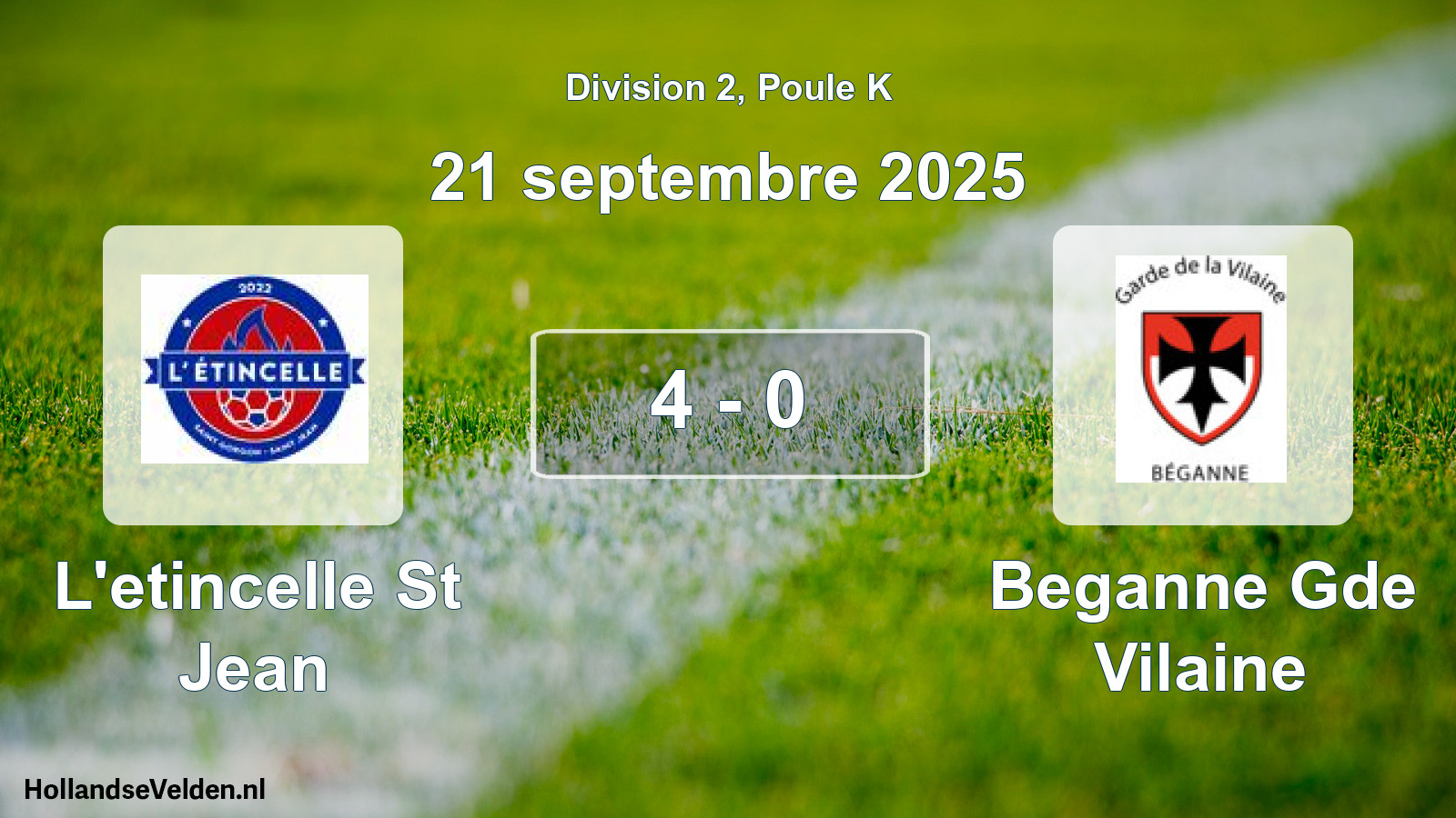 Gespeelde wedstrijd: L'etincelle St Jean - Beganne Gde Vilaine 4 - 0 (21 september 2025)