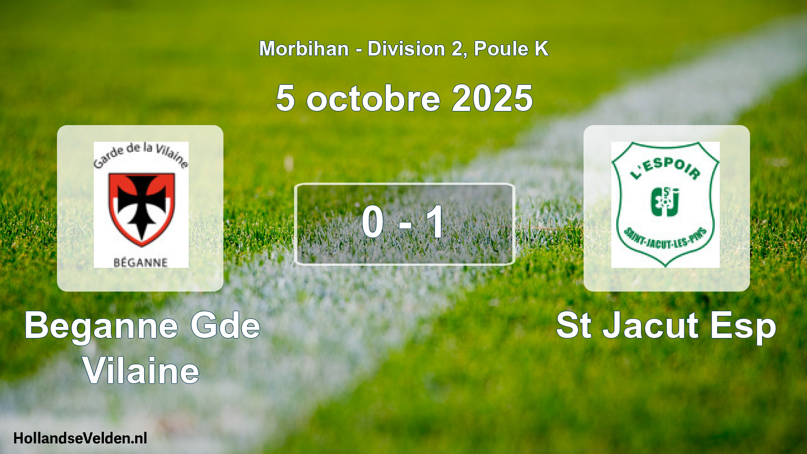Gespeelde wedstrijd: Beganne Gde Vilaine - St Jacut Esp 0 - 1 (5 oktober 2025)