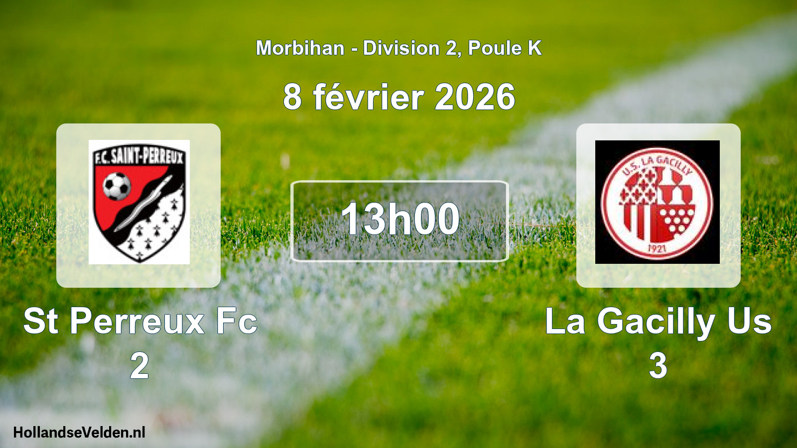 Geplande wedstrijd: St Perreux Fc 2 - La Gacilly Us 3 (8 février 2026)