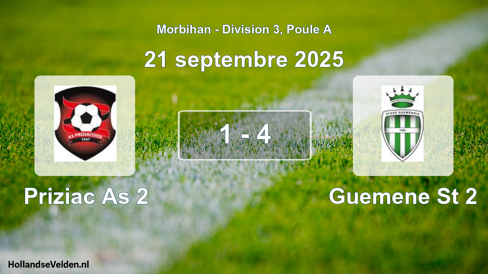 Total number of matches played: Priziac As 2 - Guemene St 2 1 - 4 (21 September 2025)