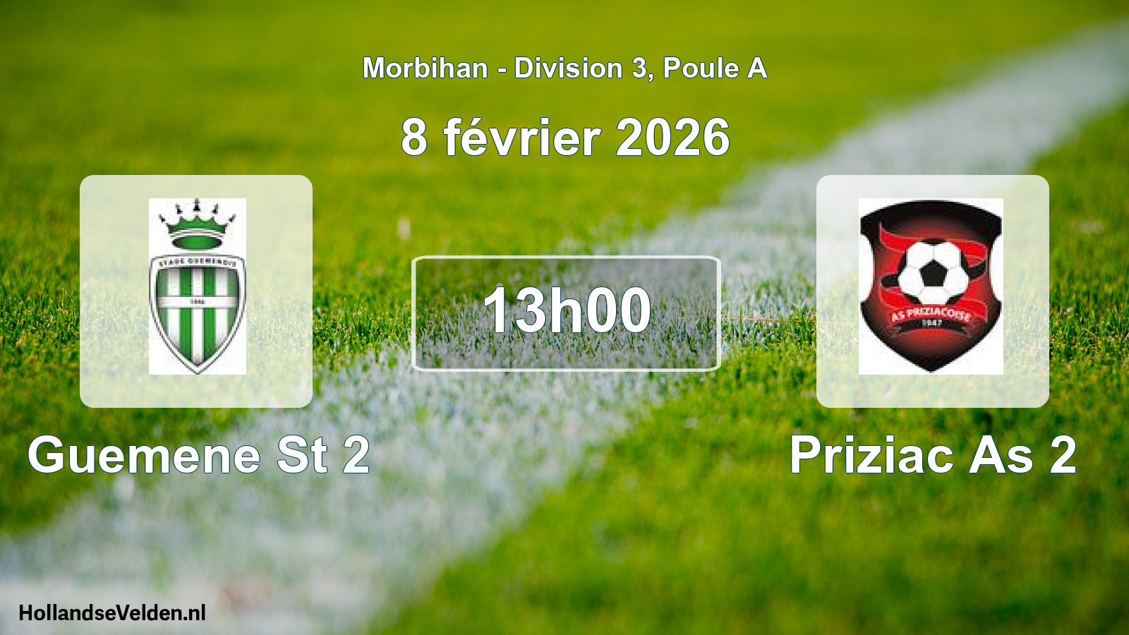 Geplande wedstrijd: Guemene St 2 - Priziac As 2 (8 février 2026)