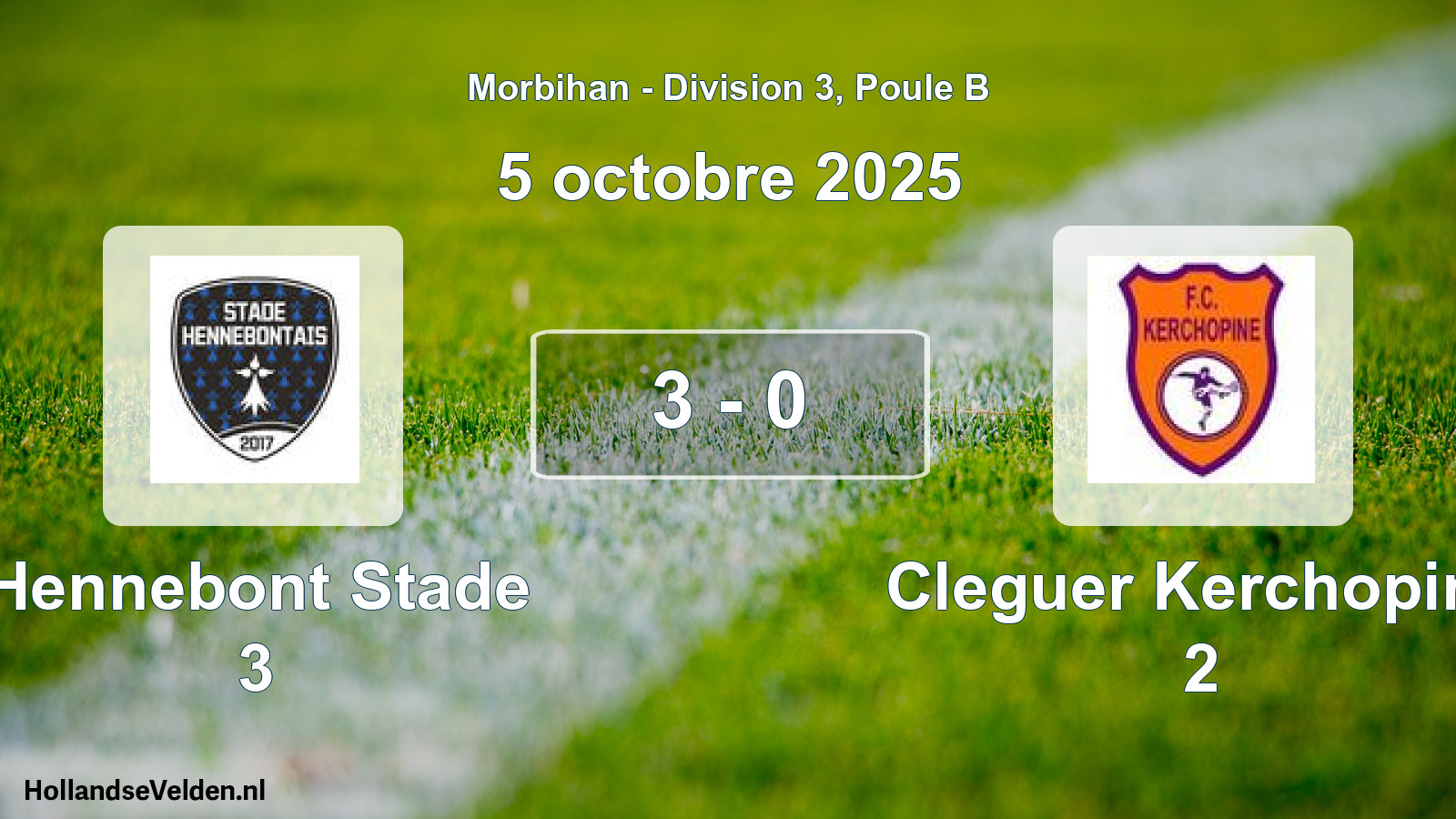 Gespeelde wedstrijd: Hennebont Stade 3 - Cleguer Kerchopine 2 3 - 0 (5 octobre 2025)