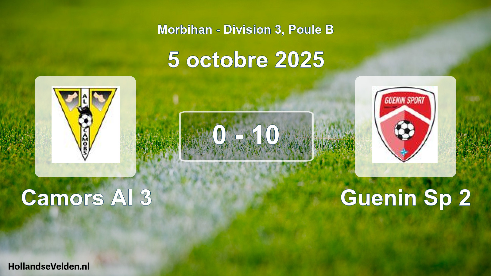 Gespeelde wedstrijd: Camors Al 3 - Guenin Sp 2 0 - 10 (5 octobre 2025)