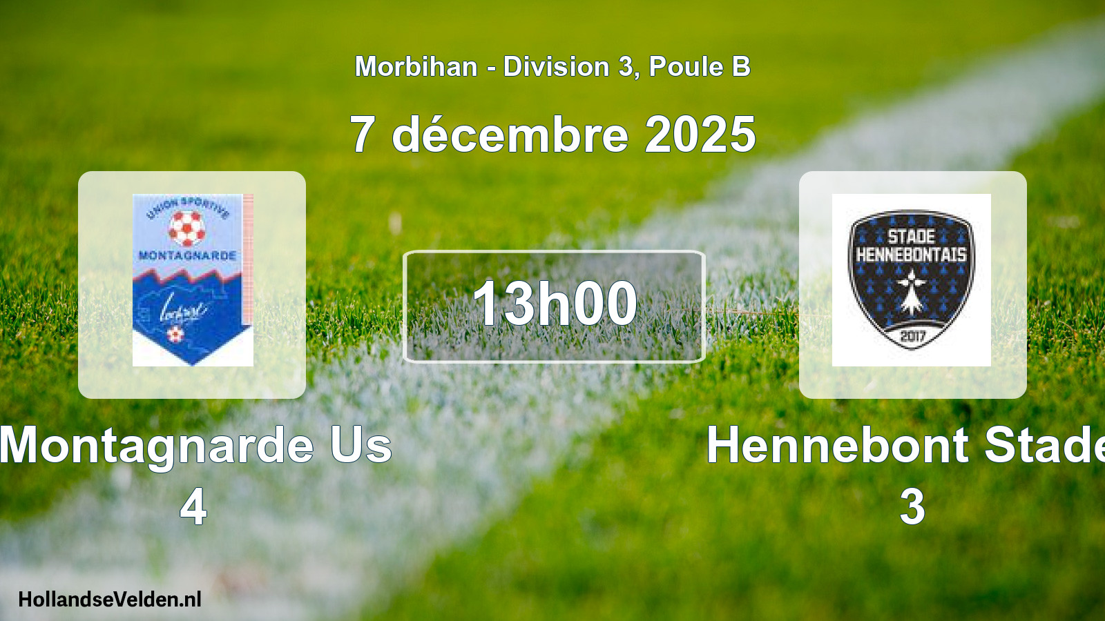 Geplande wedstrijd: Montagnarde Us 4 - Hennebont Stade 3 (7 décembre 2025)