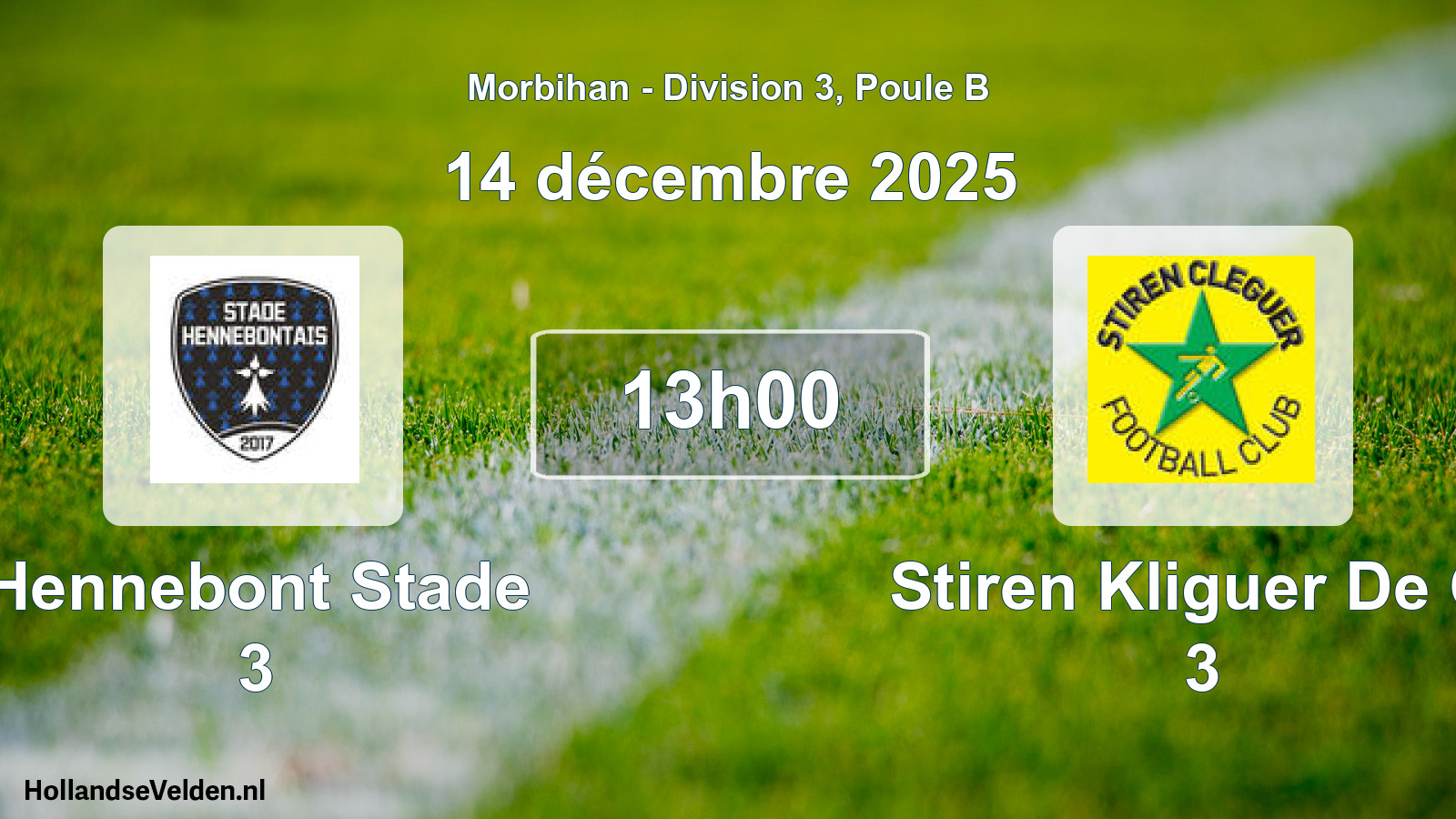 Geplande wedstrijd: Hennebont Stade 3 - Stiren Kliguer De Cl 3 (14 décembre 2025)