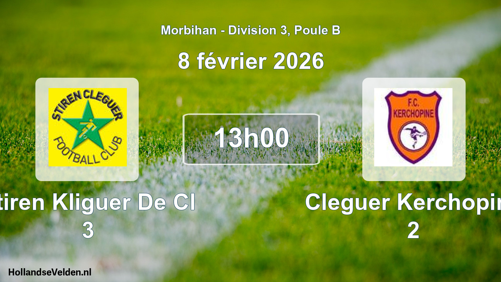 Geplande wedstrijd: Stiren Kliguer De Cl 3 - Cleguer Kerchopine 2 (8 février 2026)