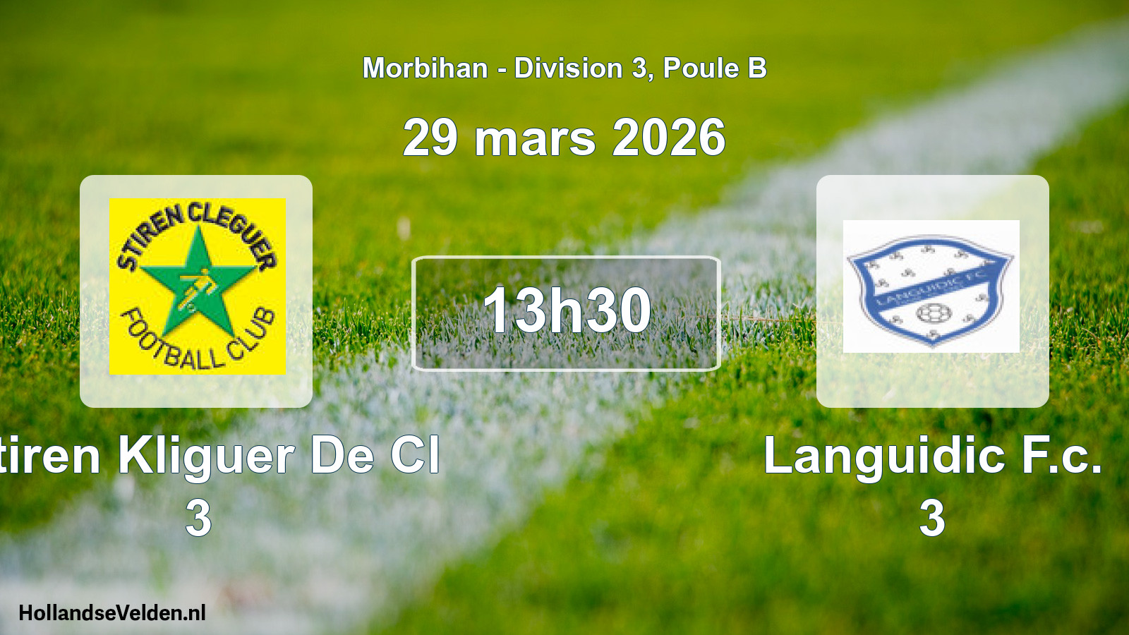 Geplande wedstrijd: Stiren Kliguer De Cl 3 - Languidic F.c. 3 (29 maart 2026)