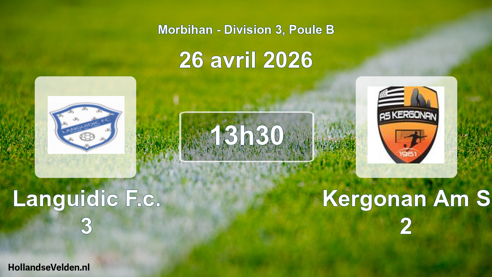 Geplande wedstrijd: Languidic F.c. 3 - Kergonan Am S 2 (26 april 2026)