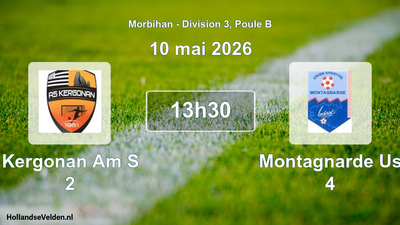Geplande wedstrijd: Kergonan Am S 2 - Montagnarde Us 4 (10 mai 2026)