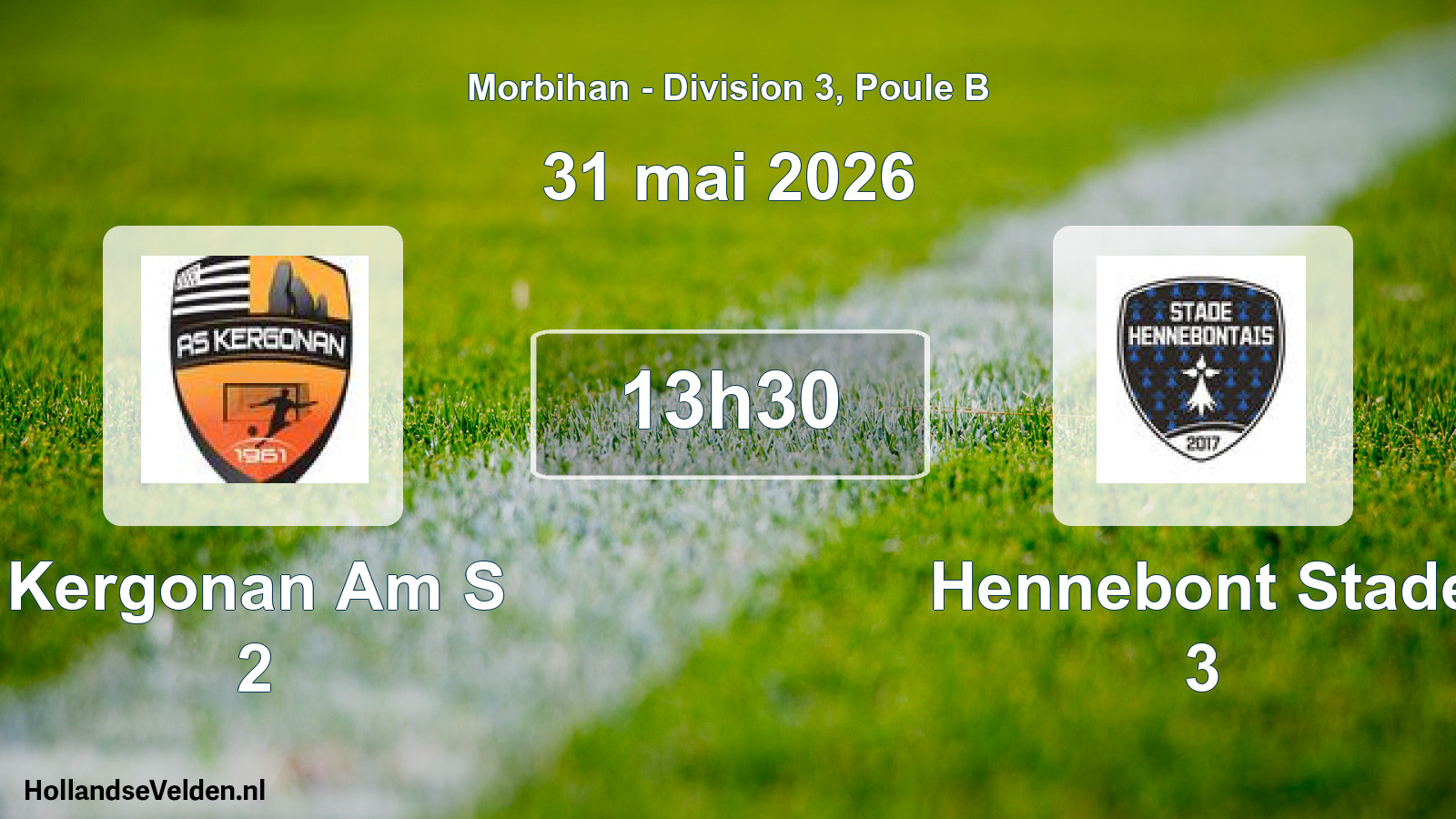 Geplande wedstrijd: Kergonan Am S 2 - Hennebont Stade 3 (31 mai 2026)