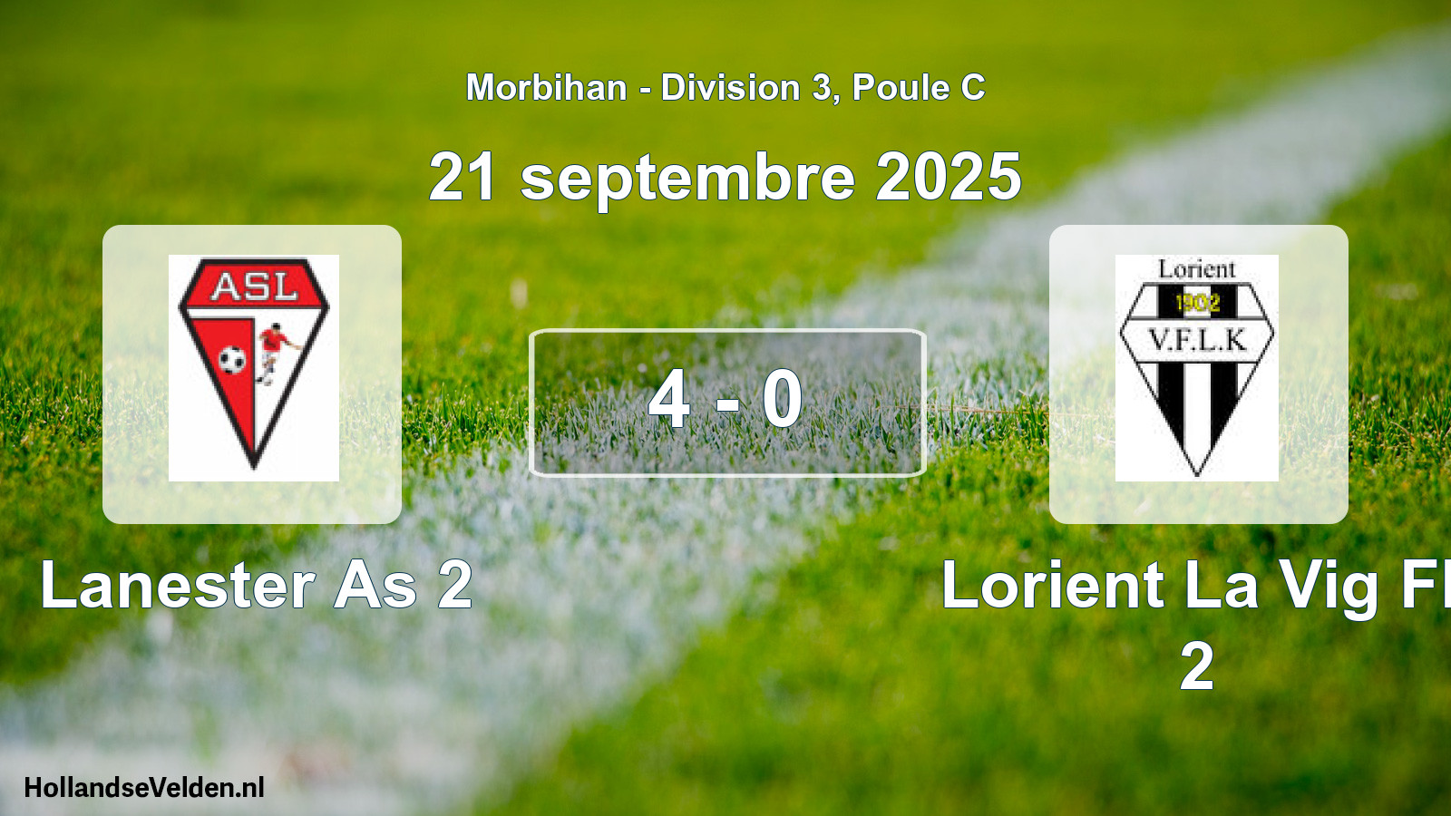 Total number of matches played: Lanester As 2 - Lorient La Vig Fl 2 4 - 0 (21 September 2025)