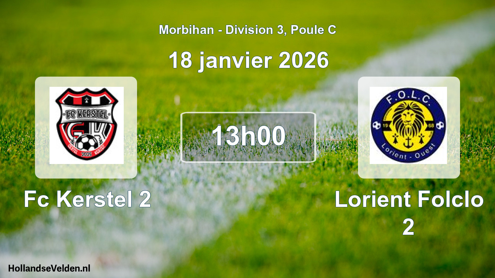 Geplande wedstrijd: Fc Kerstel 2 - Lorient Folclo 2 (18 januari 2026)