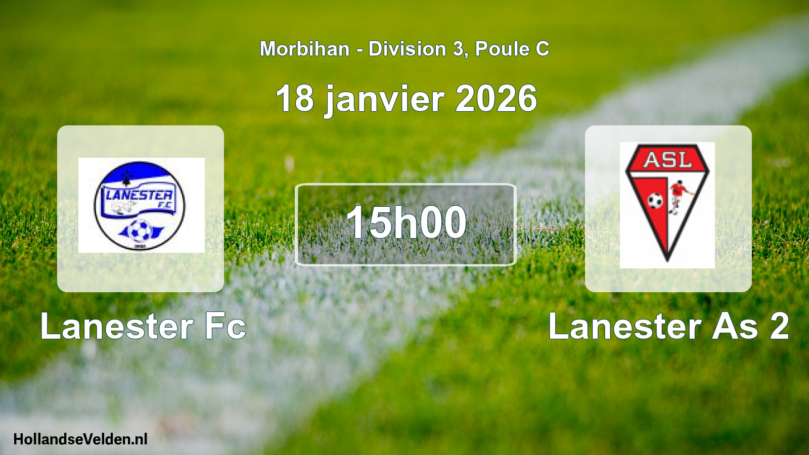 Geplande wedstrijd: Lanester Fc - Lanester As 2 (18 janvier 2026)