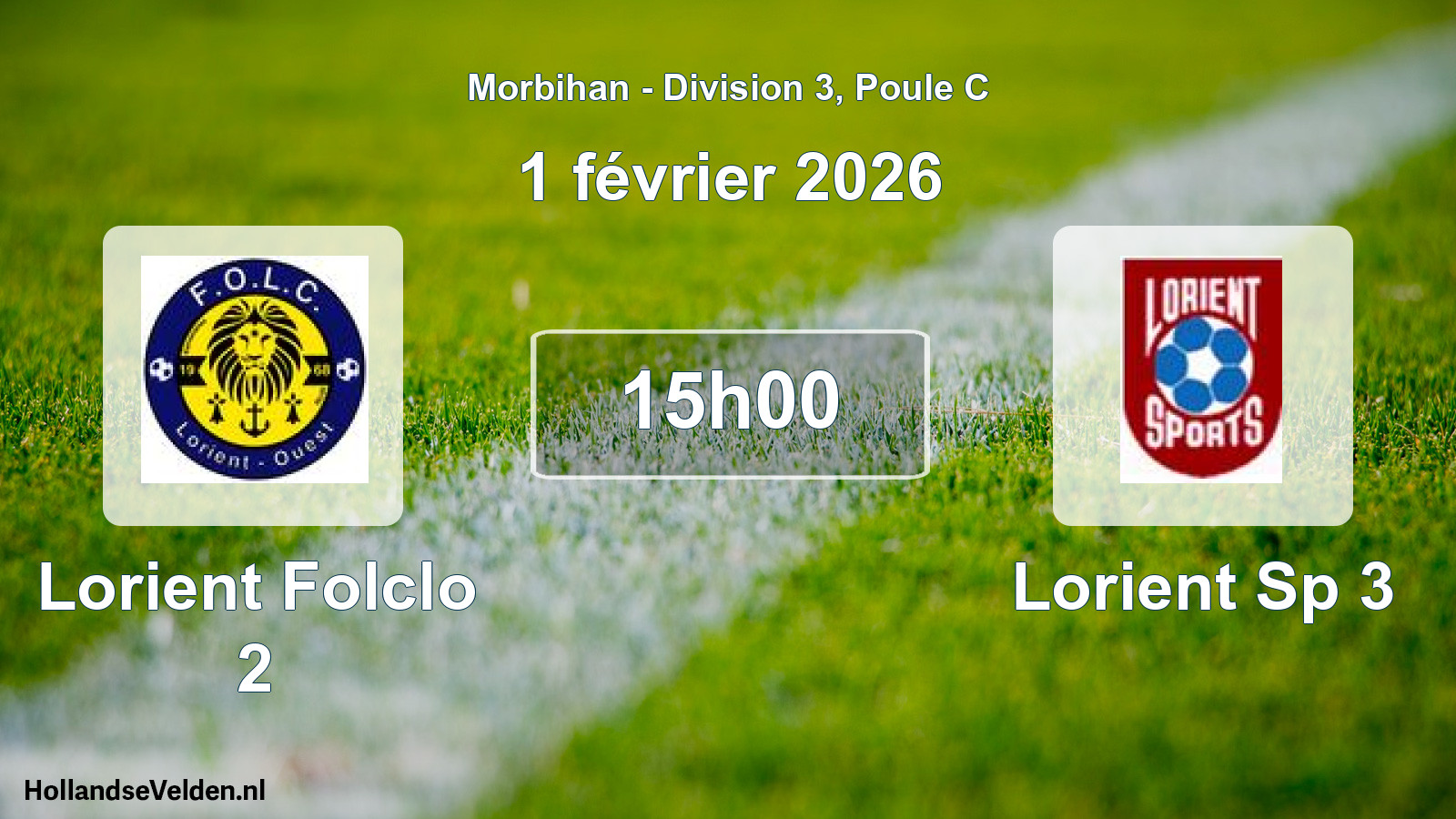 Geplande wedstrijd: Lorient Folclo 2 - Lorient Sp 3 (1 février 2026)