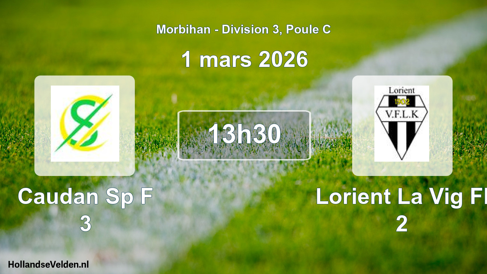 Geplande wedstrijd: Caudan Sp F 3 - Lorient La Vig Fl 2 (1 maart 2026)