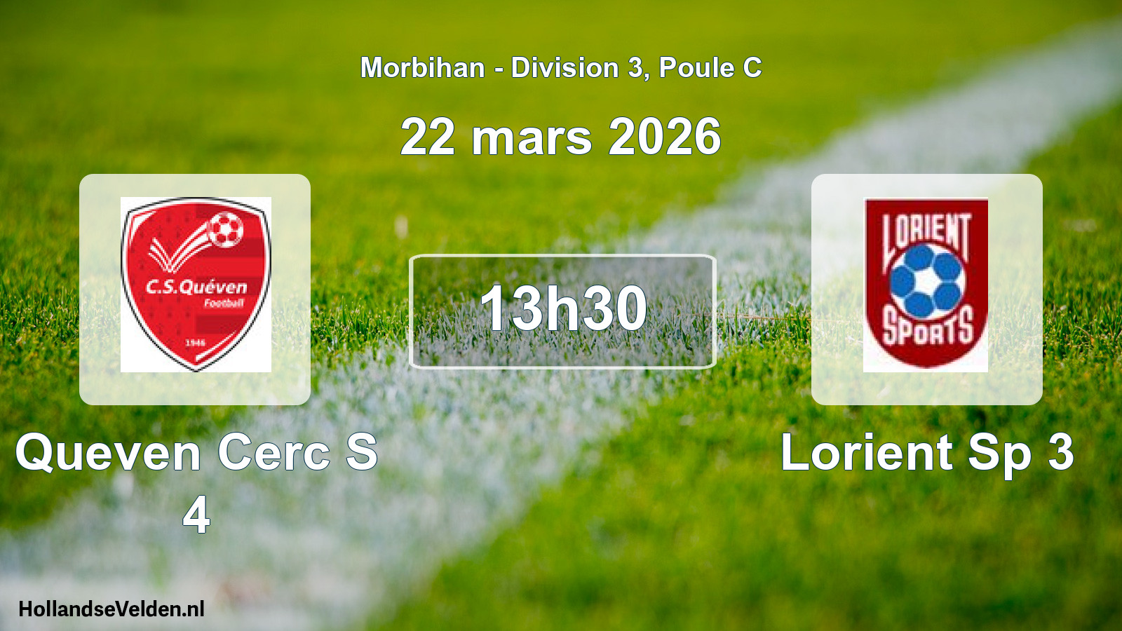 Geplande wedstrijd: Queven Cerc S 4 - Lorient Sp 3 (22 mars 2026)