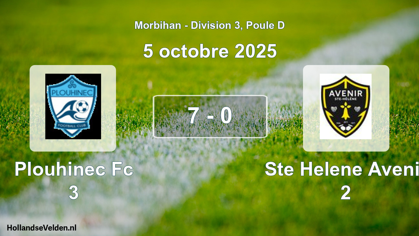 Gespeelde wedstrijd: Plouhinec Fc 3 - Ste Helene Avenir 2 7 - 0 (5 octobre 2025)