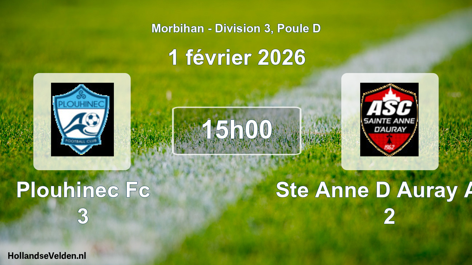 Geplande wedstrijd: Plouhinec Fc 3 - Ste Anne D Auray Asc 2 (1 février 2026)