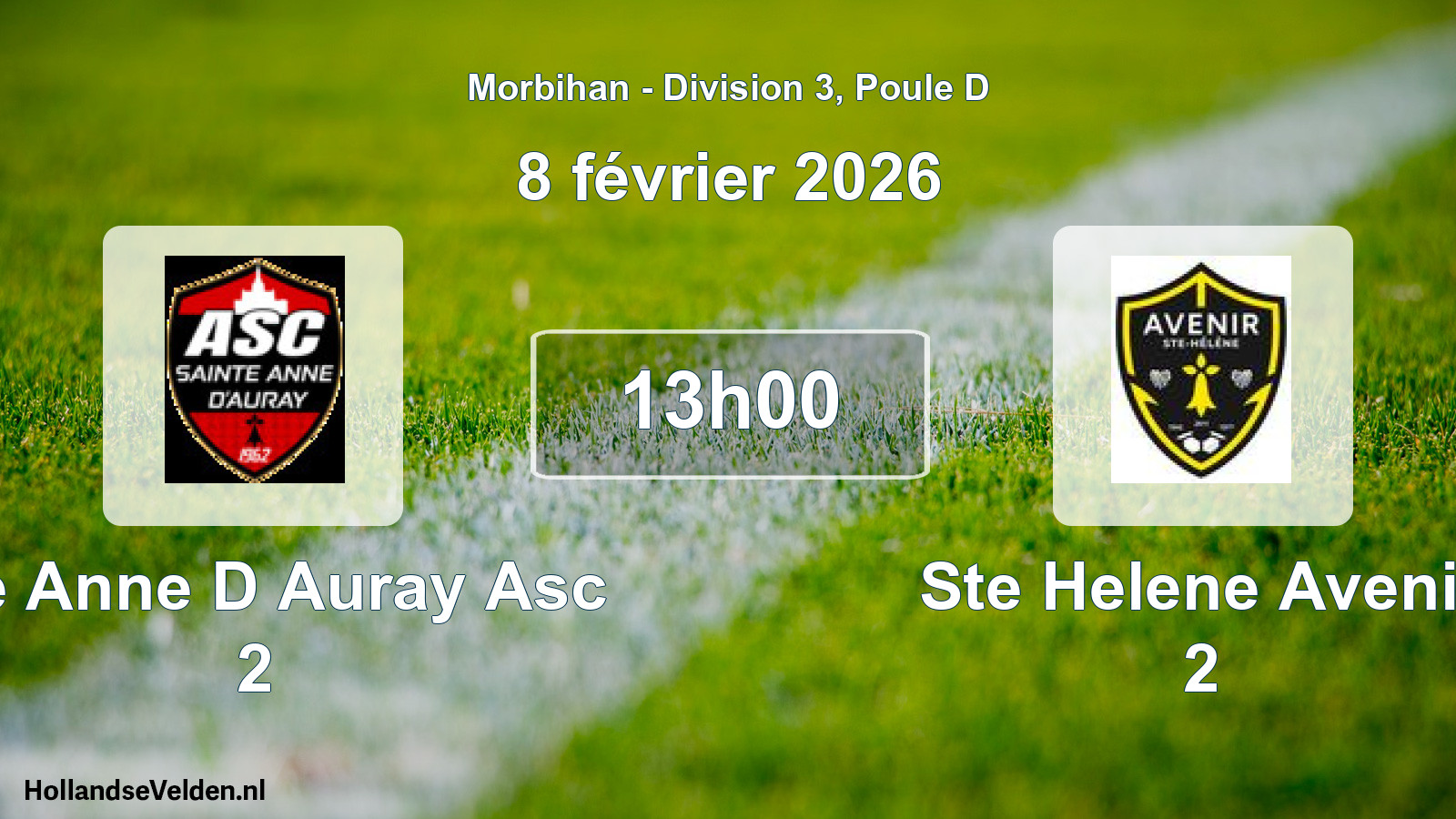 Geplande wedstrijd: Ste Anne D Auray Asc 2 - Ste Helene Avenir 2 (8 février 2026)