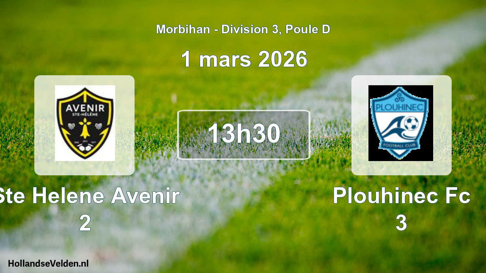 Geplande wedstrijd: Ste Helene Avenir 2 - Plouhinec Fc 3 (1 mars 2026)