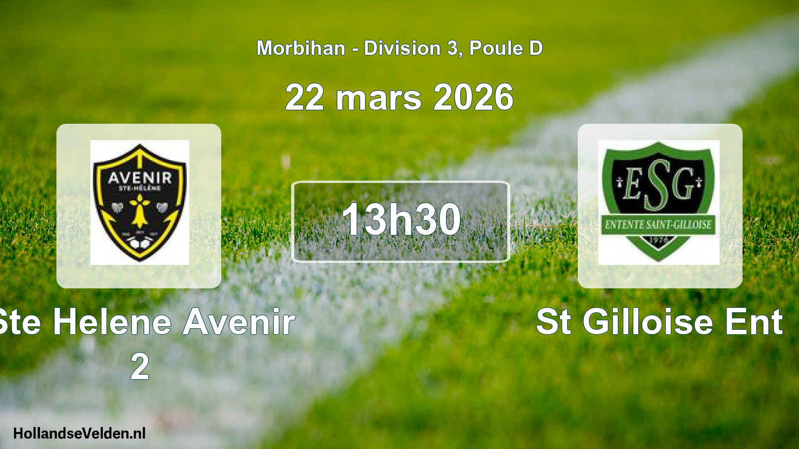 Match programmé: Ste Helene Avenir 2 - St Gilloise Ent (22 mars 2026)