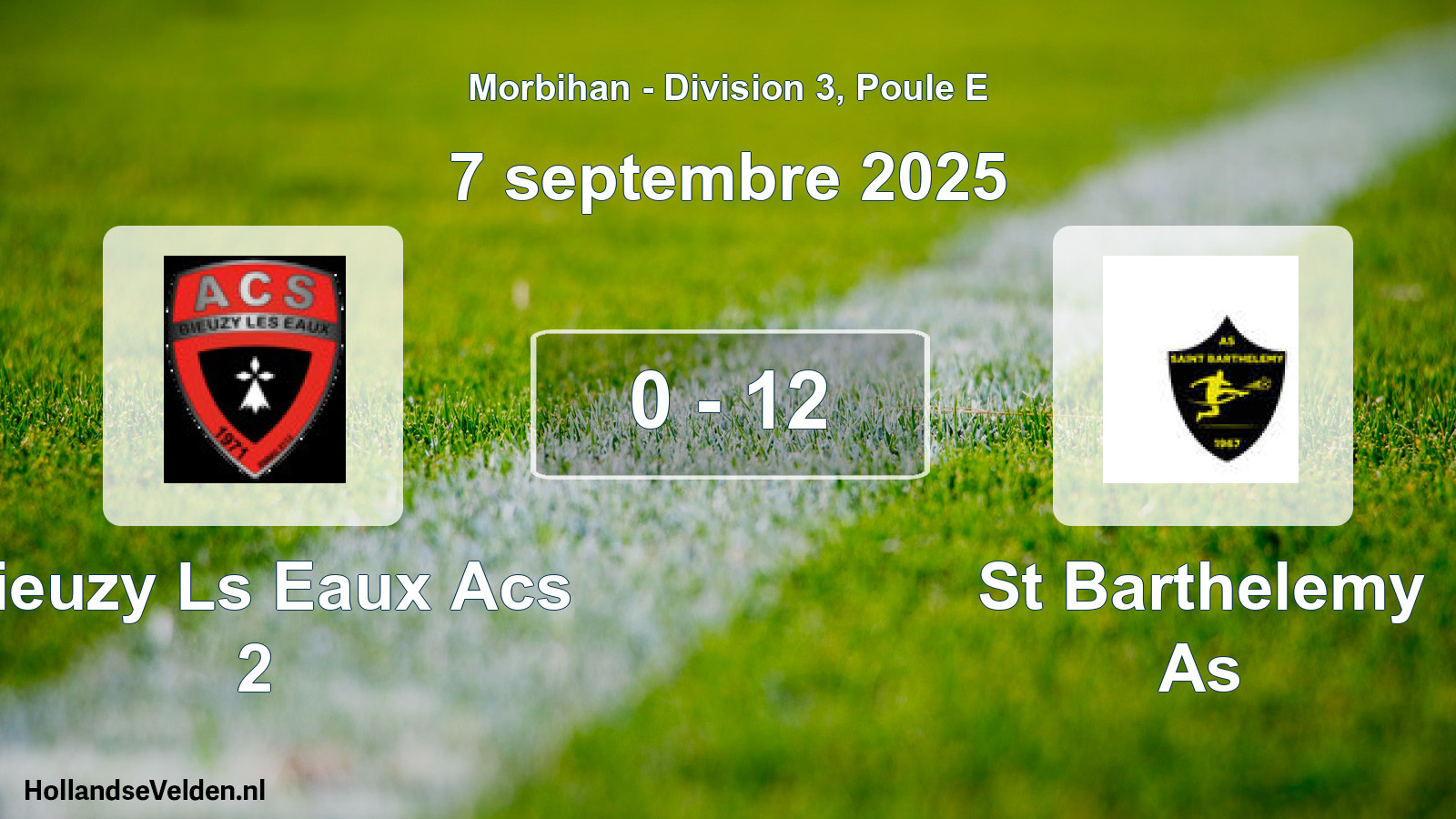 Gespeelde wedstrijd: Bieuzy Ls Eaux Acs 2 - St Barthelemy As 0 - 12 (7 september 2025)