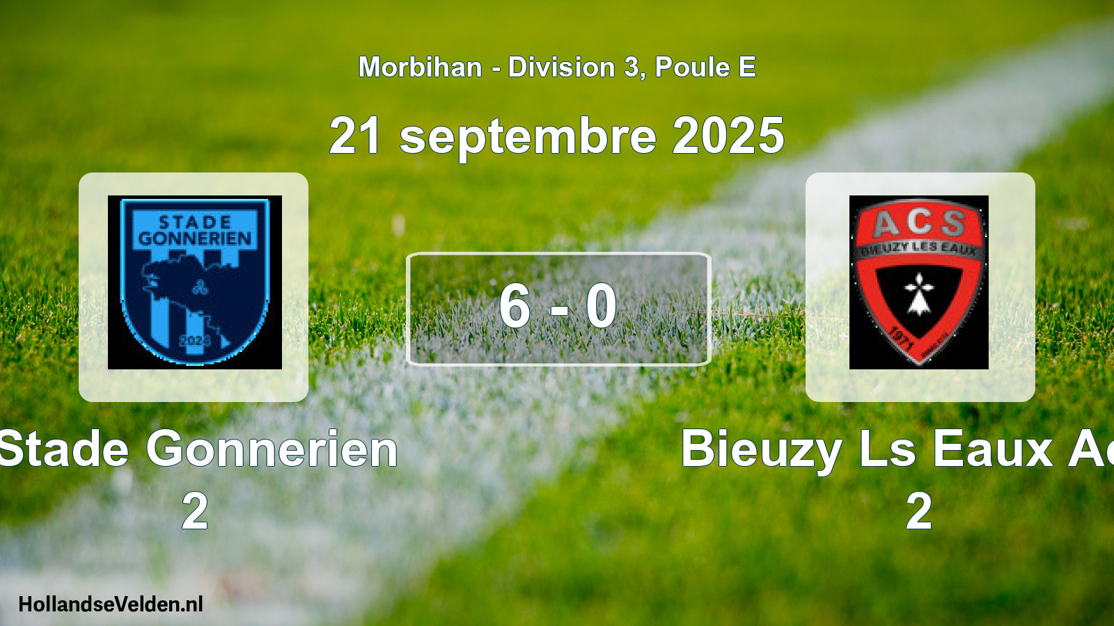 Gespeelde wedstrijd: Stade Gonnerien 2 - Bieuzy Ls Eaux Acs 2 6 - 0 (21 septembre 2025)