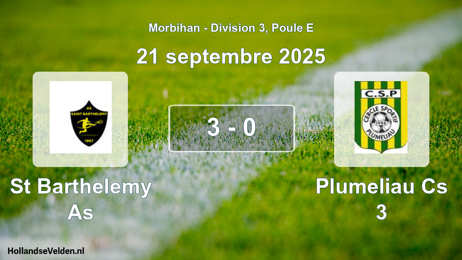 Gespeelde wedstrijd: St Barthelemy As - Plumeliau Cs 3 3 - 0 (21 septembre 2025)