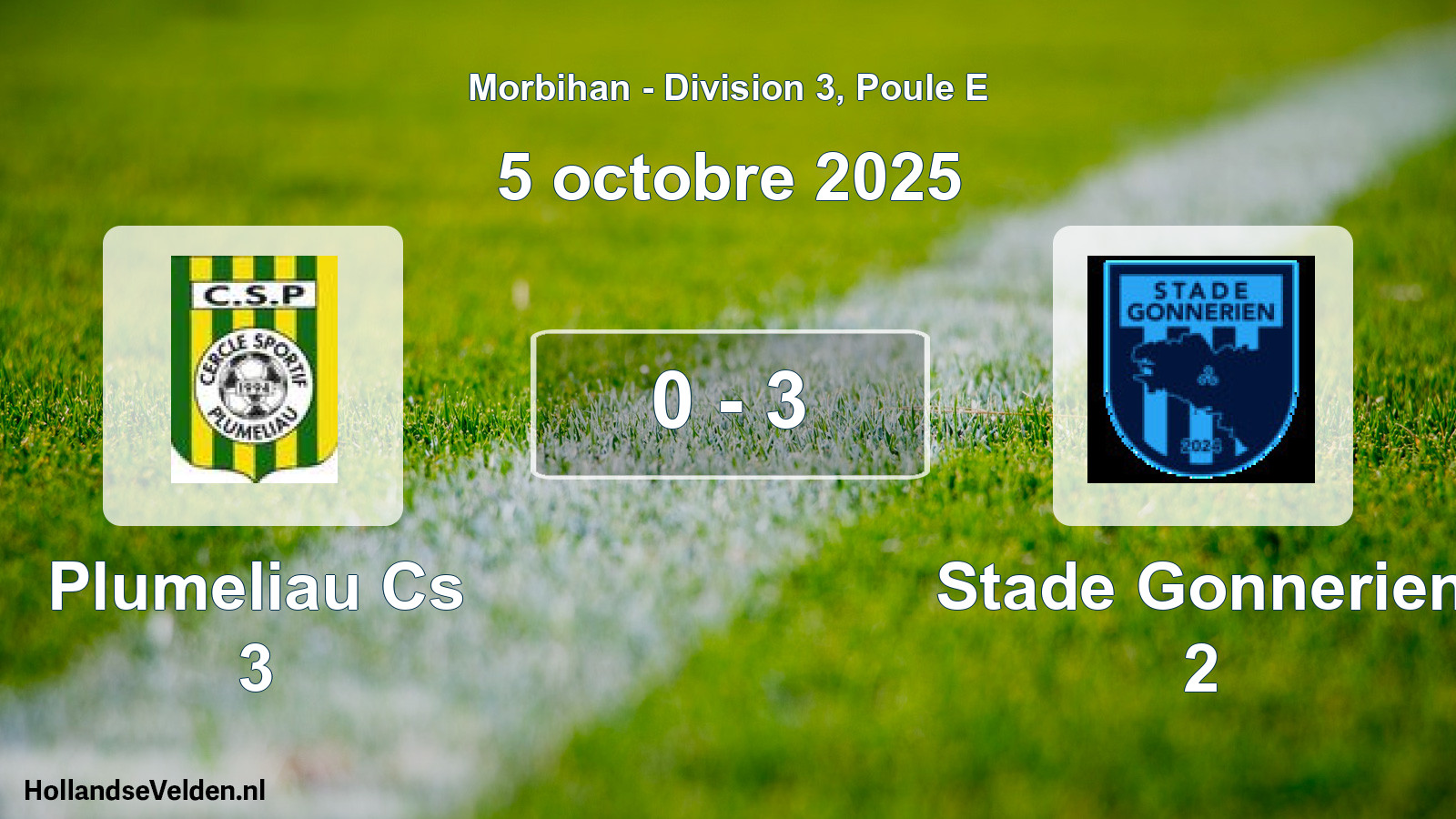 Gespeelde wedstrijd: Plumeliau Cs 3 - Stade Gonnerien 2 0 - 3 (5 octobre 2025)