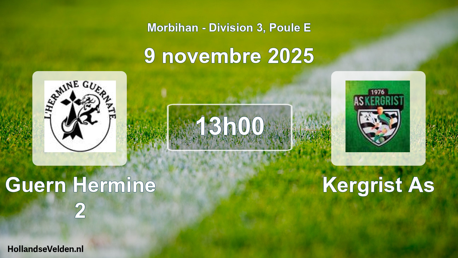 Geplande wedstrijd: Guern Hermine 2 - Kergrist As (9 november 2025)