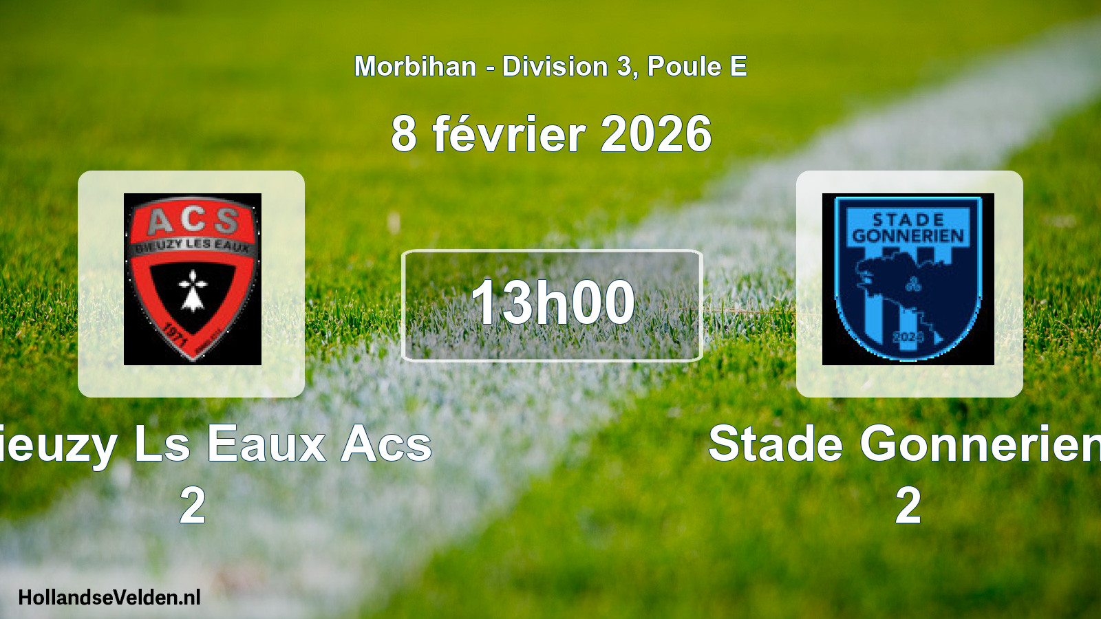 Scheduled Match: Bieuzy Ls Eaux Acs 2 - Stade Gonnerien 2 (8 February 2026)